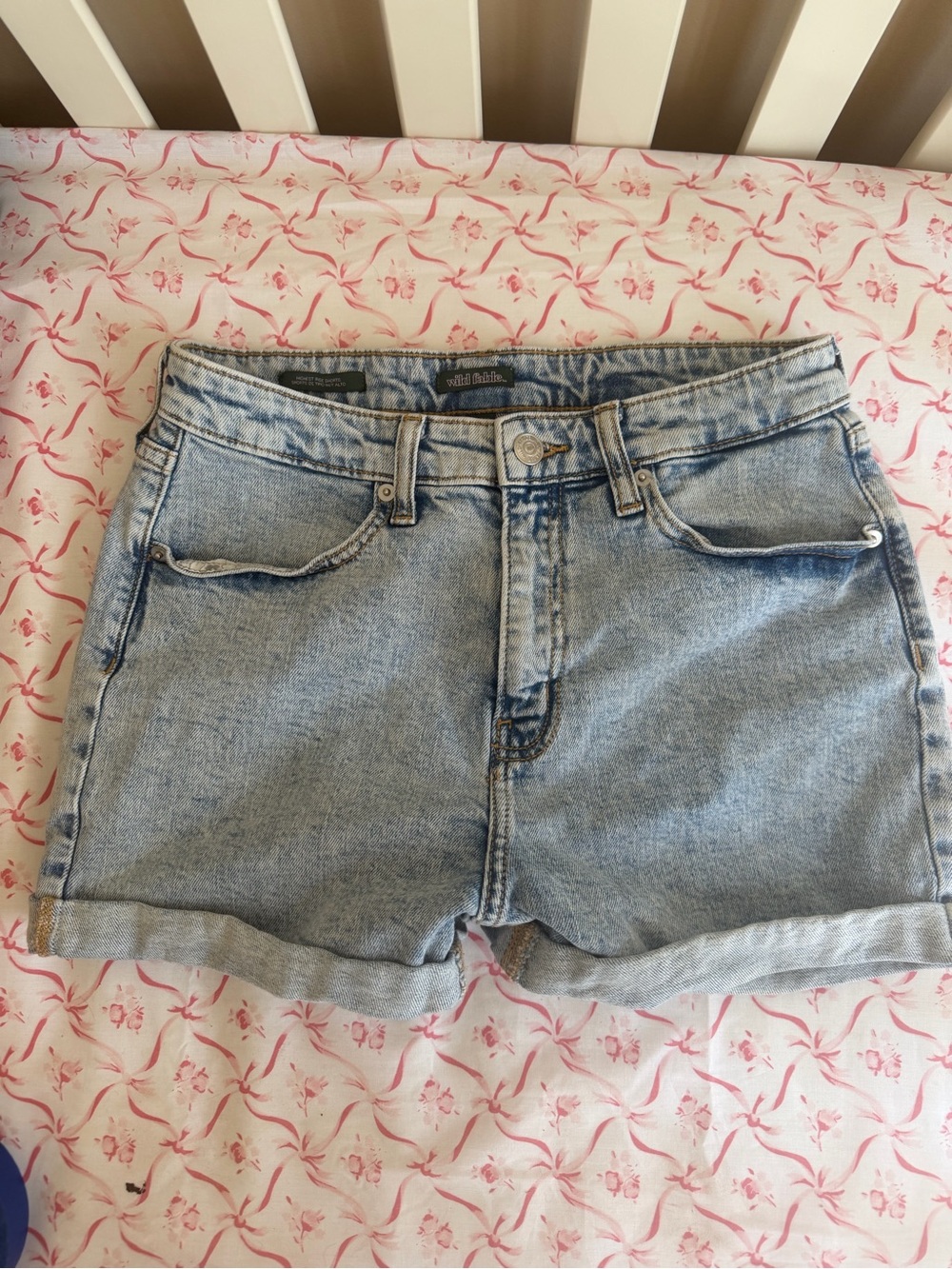 wild fable Light Blue Rolled-Hem Denim Shorts